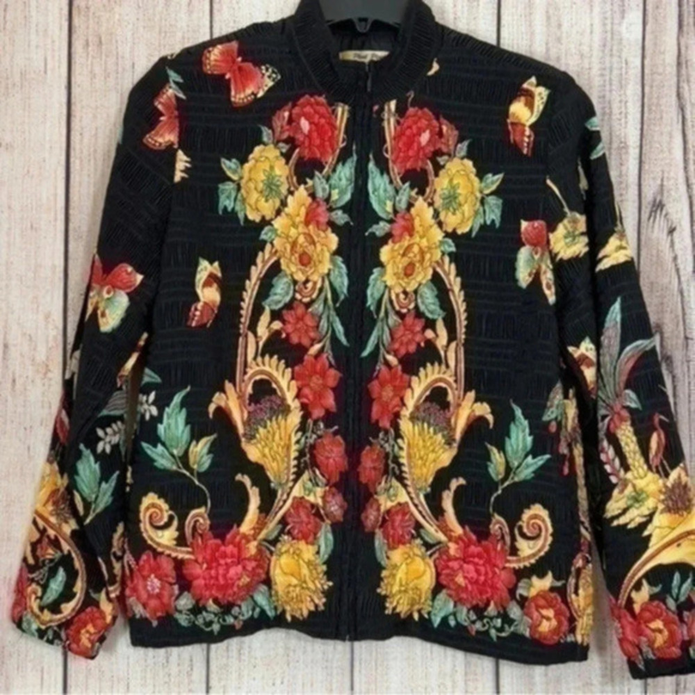 Pleat pleat women’s micro floral jacket size medium